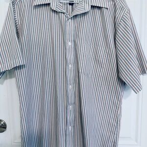 Men's Size 16 Striped Blue and White Shirt Stafford Wrinkle Free